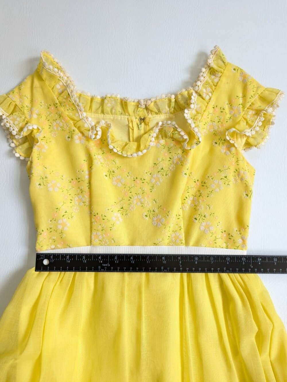Vintage 70's Lorrie Deb Yellow Prarie Prom Maxi Ruffle Dress XS USA Union Made - Picture 13 of 17